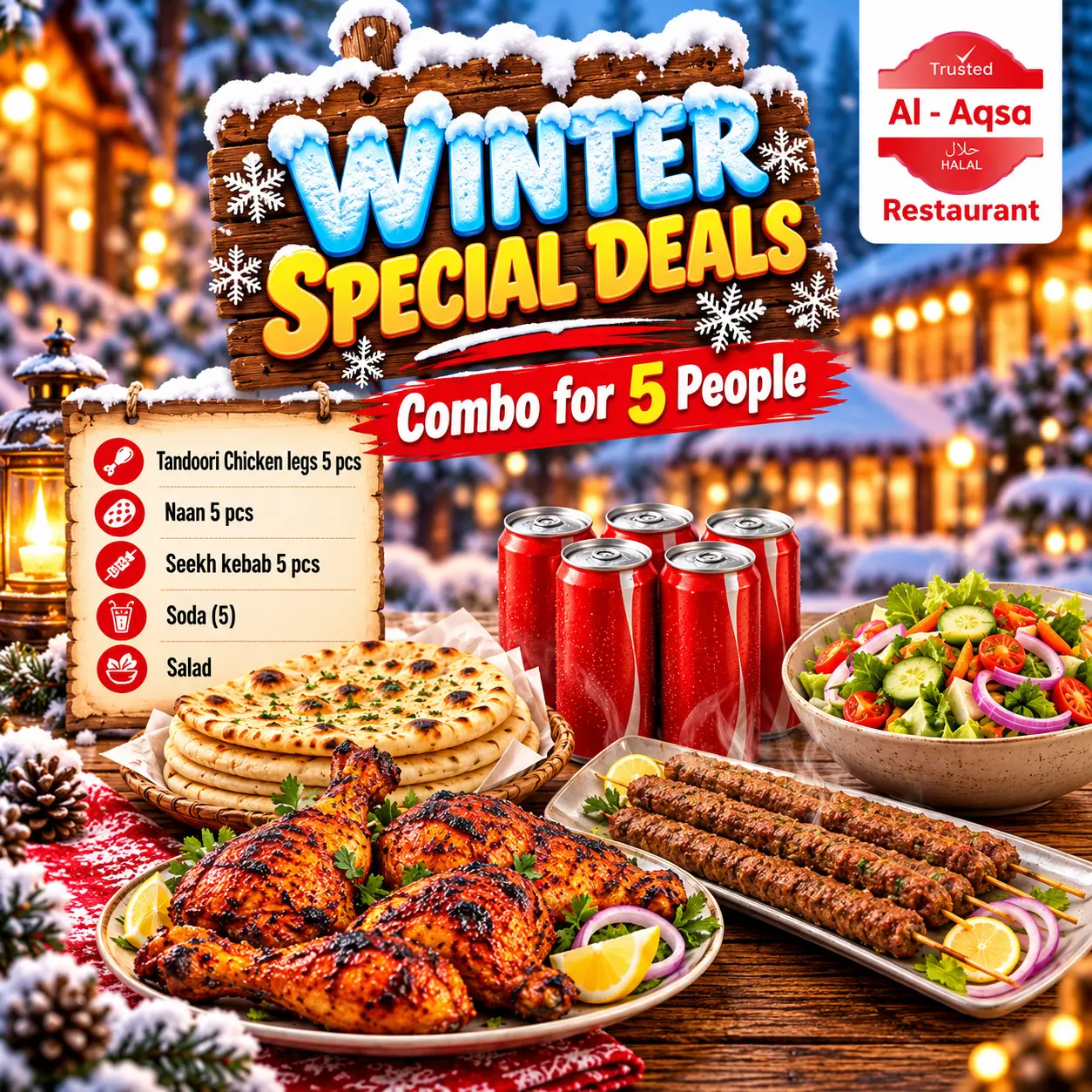 Naan with Tandoori Chicken Legs Combo for 5 People